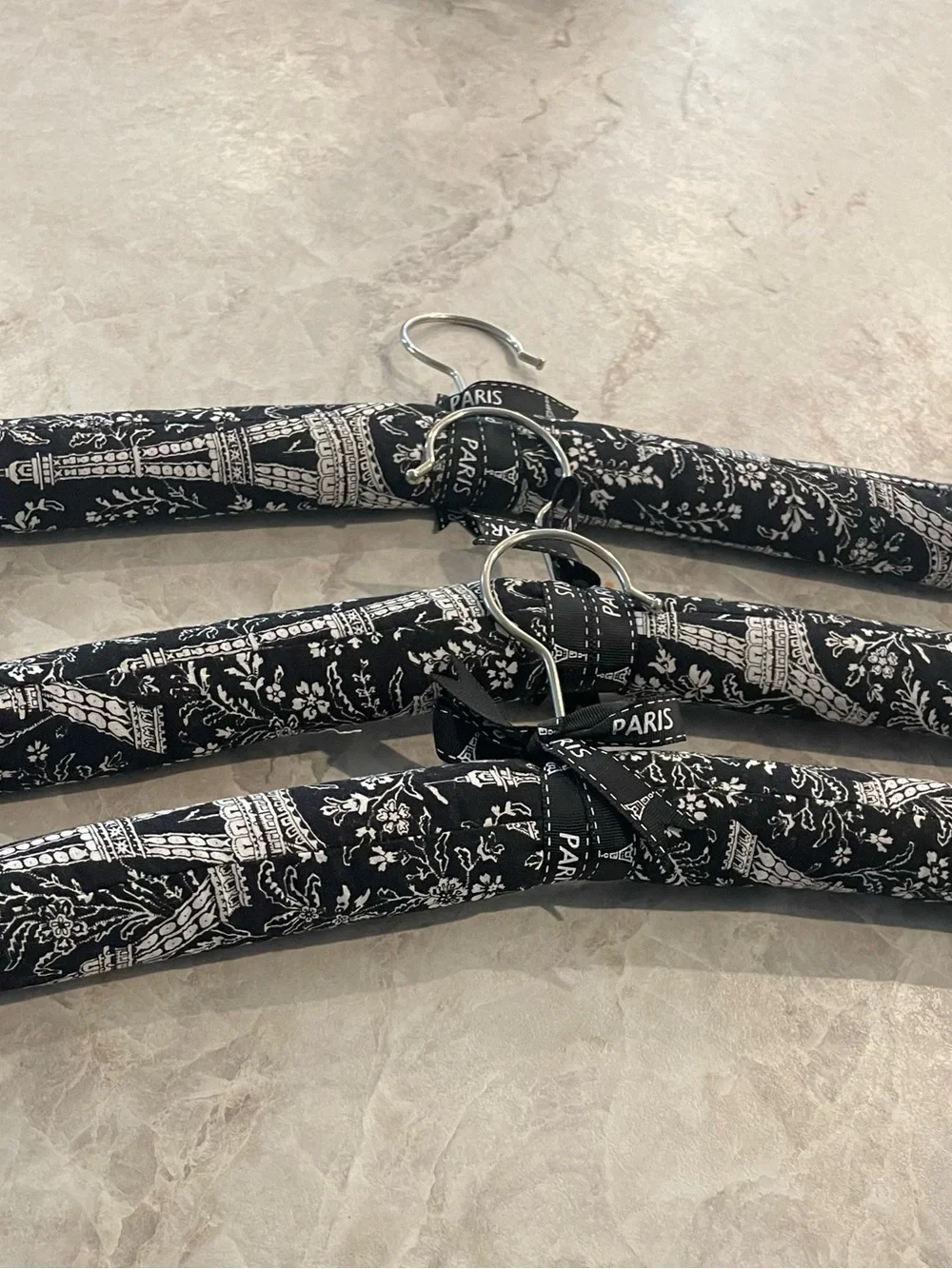 Aris Black & White Paris-Themed Padded Hangers - Set of 3